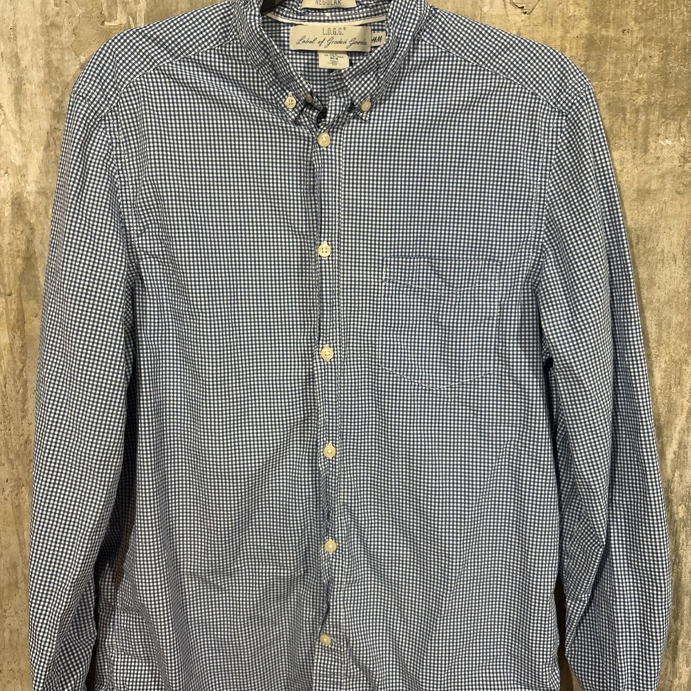 H&M Men's Black and White Checkered Shirt
